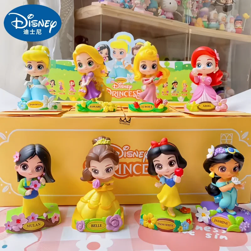 Disney Princess Garden Dream Series Blind Box Rapunzel Cinderella Belle Ariel Action Figure Desktop Ornament Toy Model Gift Toys