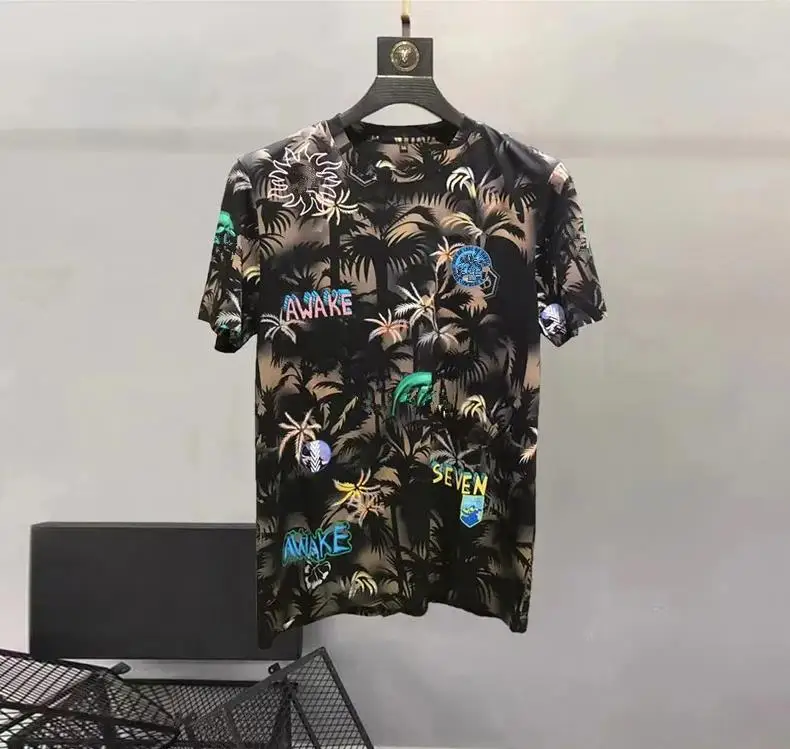 

Europe and the United States men's 2024 summer new Round neck Short sleeve coconut print fashion Casual T-shirt