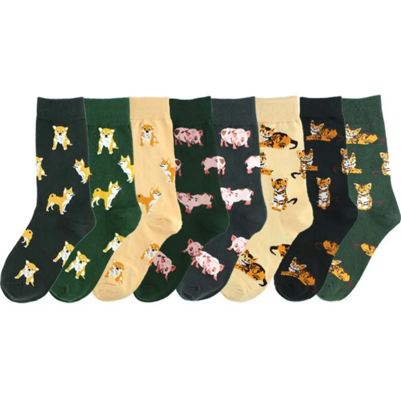 

5 pairs Funny Socks Women Shiba Inu Corgi Cotton Cute Gift Pig Lovely Kawai Animal Cartoon Short Socks Ladies Harajuku 2024 New