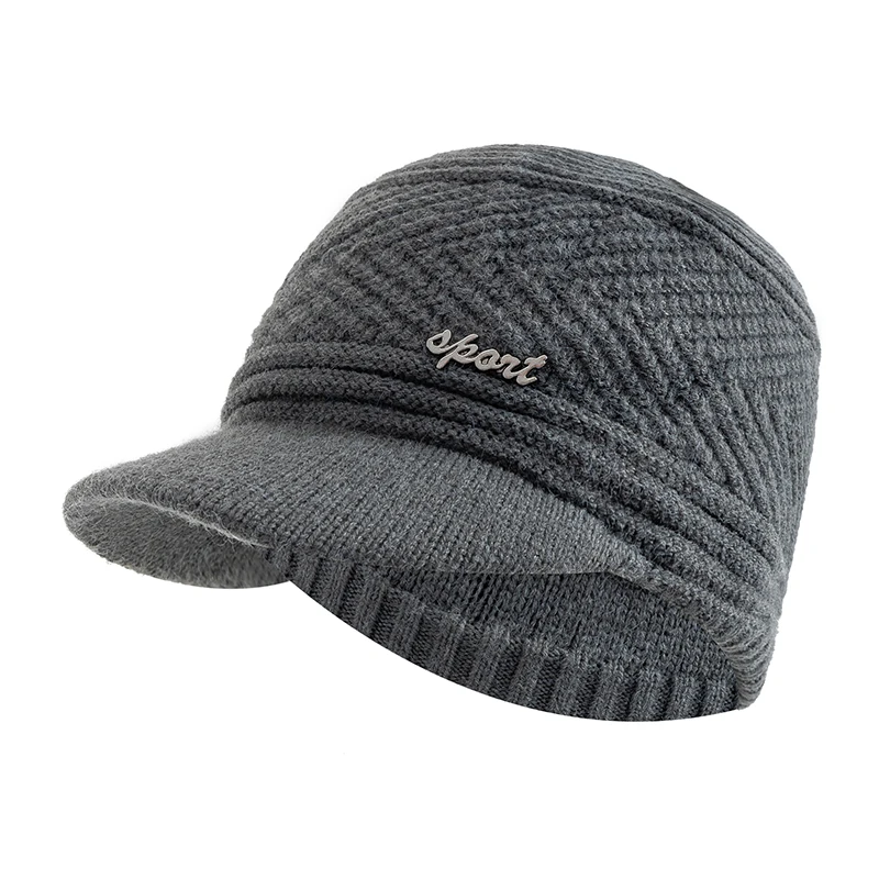 Chapéus masculinos casuais de inverno, mantenha quente o gorro, aba esportiva masculina, chapéus de malha, novo