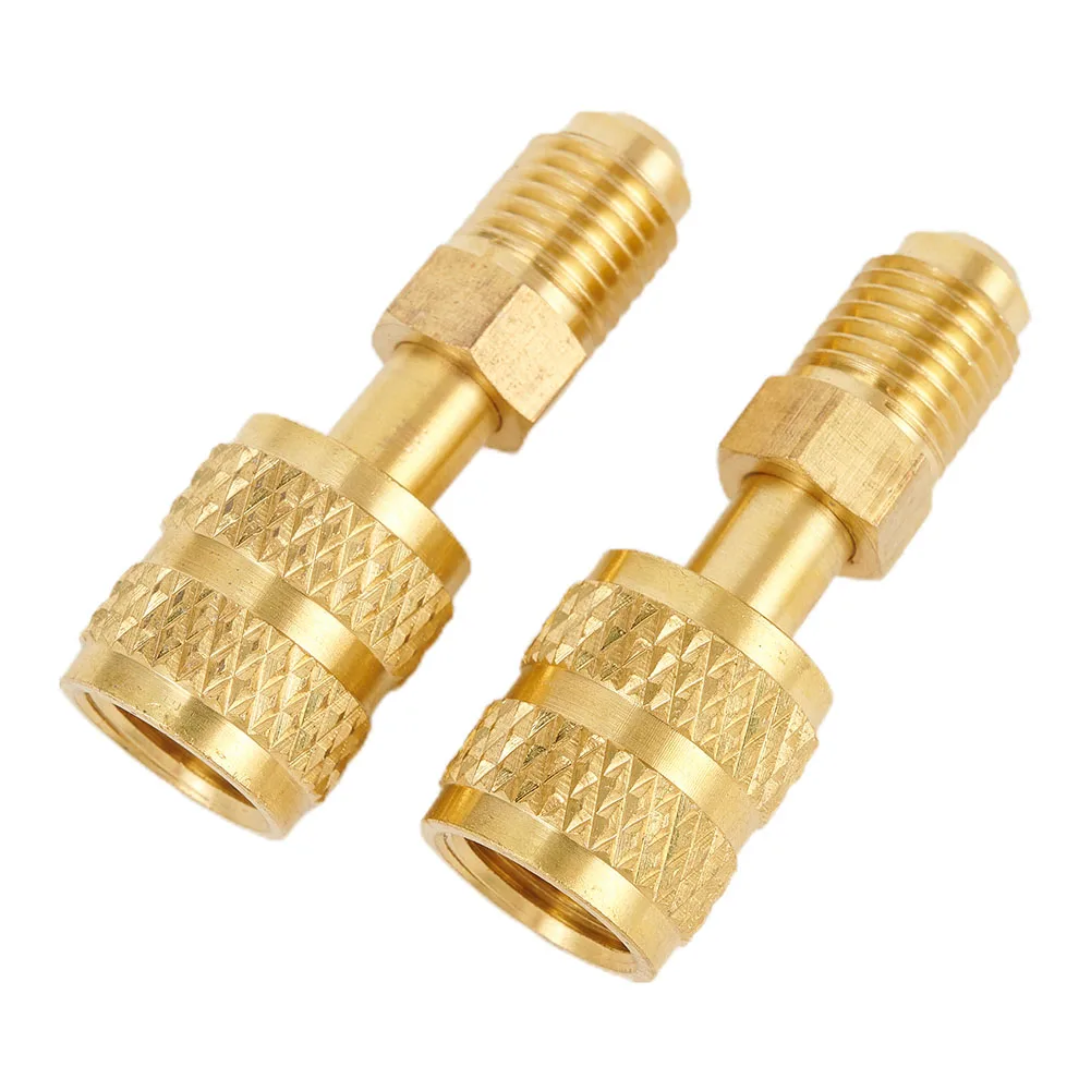 2pcs Brass R410a Adapters Female 5/16\" SAE Male 1/4\" SAE For R22 Adapter Connection Adapter Part Tool