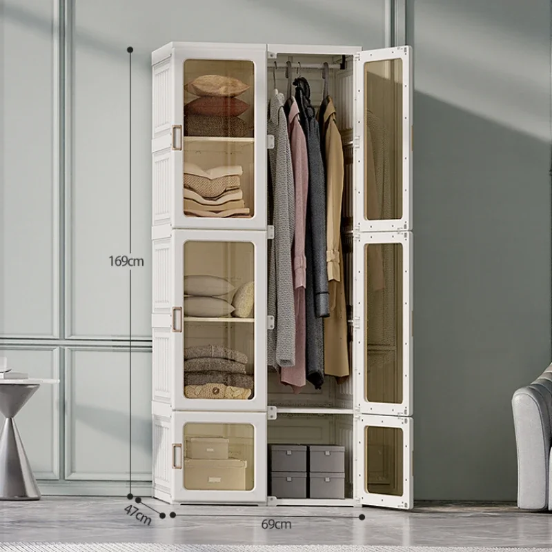 

Plastic Rack Stand Wardrobes Doors Modern Organizer Closet Wardrobes Storage Shelves Armario Armable De Ropa Bedroom Furniture