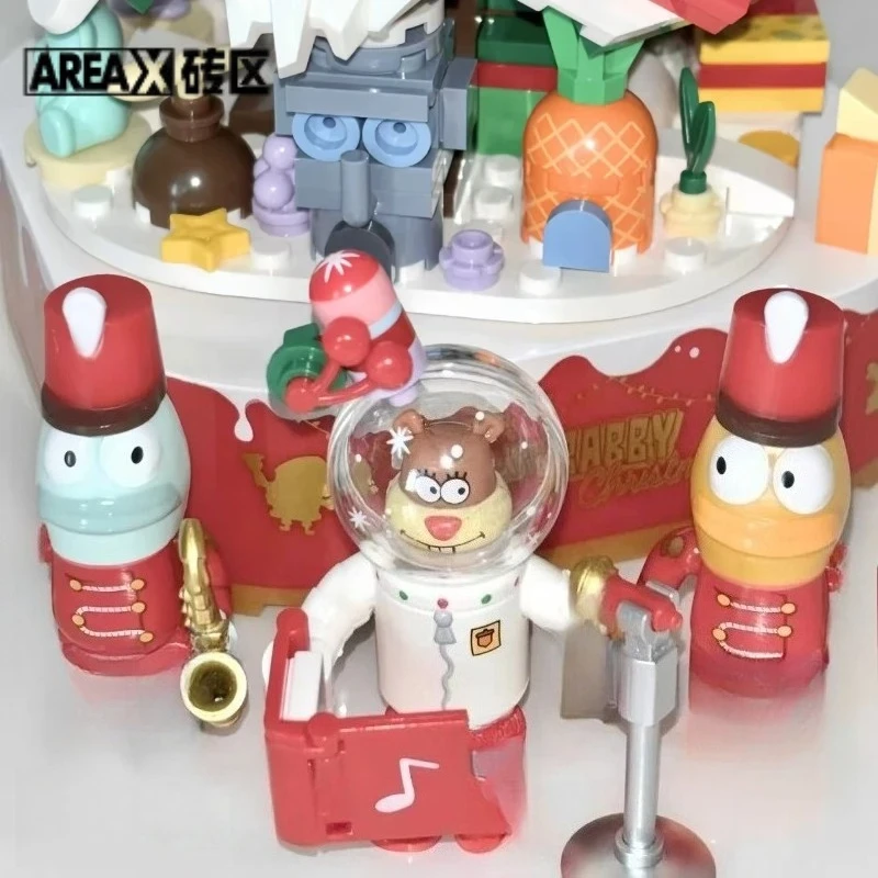 

AREAX SpongeBob SquarePants Building Blocks Model Pendant Sandy Cheeks Passer-by Fish Assembled Toys Decorations Christmas Gift