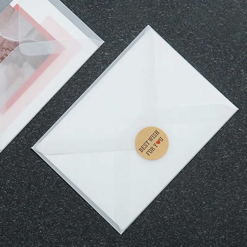 Sobre translúcido en blanco para invitaciones postales, caja de regalo europea, sobres para tarjetas de mensaje, cartas de negocios de boda, 10