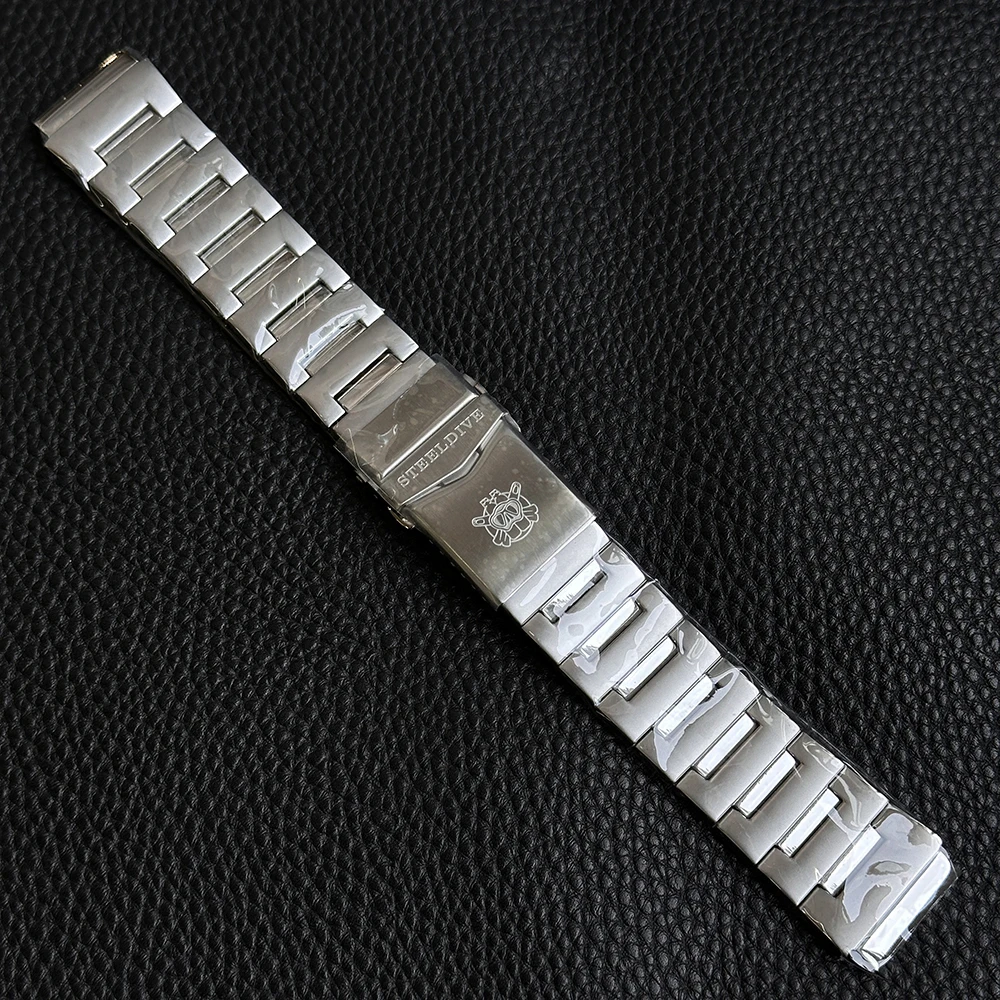 STEELDIVE Brand Stainless Steel Replacment Bracelet Signed Buckle Milled Clasp with Safety for STEELDIVE SD1984 Watch Only
