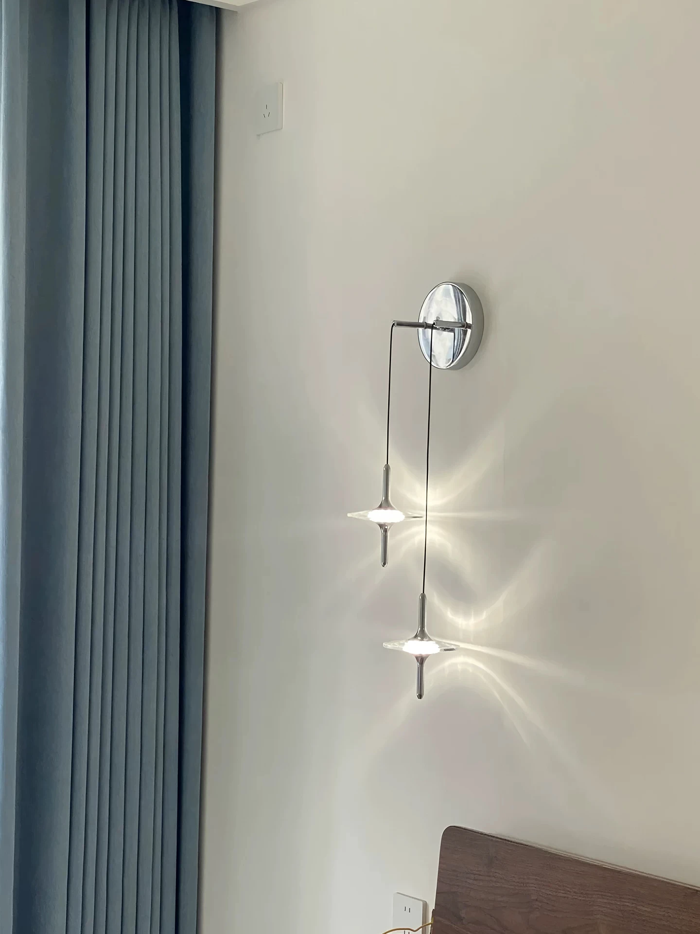 Modern Chrome Crystal Wall Sconce Iron Aluminum Adjustable Cable Wall Lamp For Bedroom Living Room Decor 1 Head 2 Heads Optional