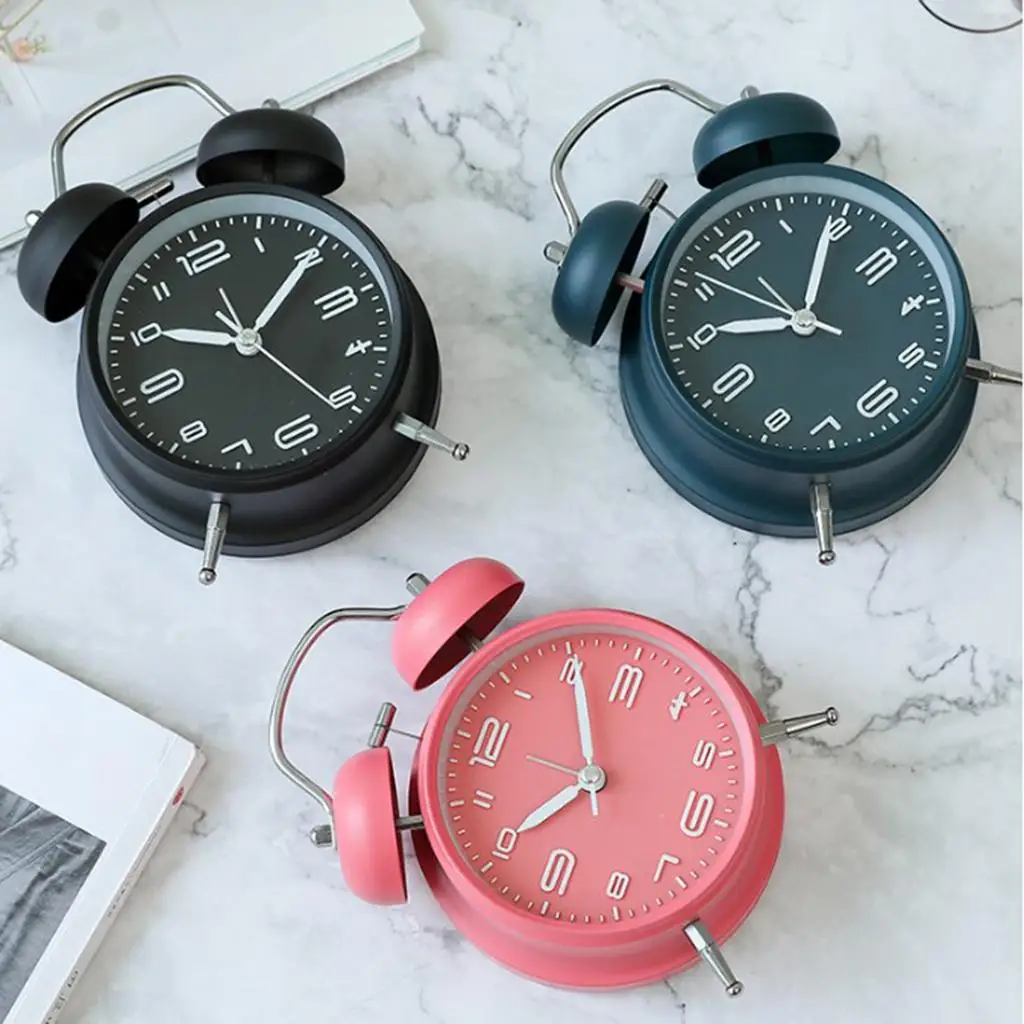 Classic Analog Mechanical Alarm Clock Twin Bell Strong Ring Mute Sweep Bright Dial for Student Desk