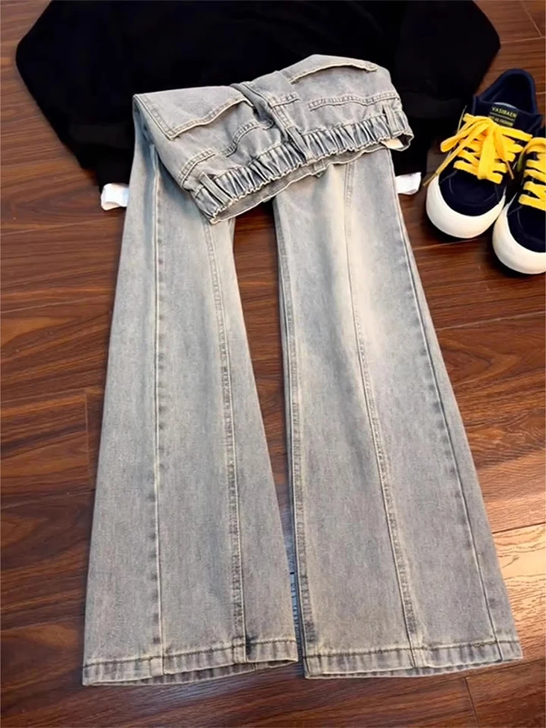 

Джинсы Cleanfit Blue Knife мужские, со средней посадкой, прямые, слегка расклешенные, в американском стиле, износостойкие, молодежные, модные