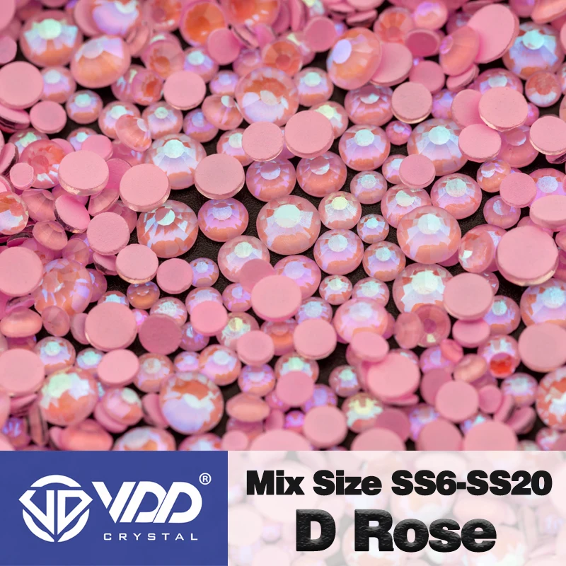 VDD Mix Size SS6-SS20 Glass Rhinestones Crystal Neon Color High Quality Flatback Glitter Stones DIY Crafts Nail Art Decorations