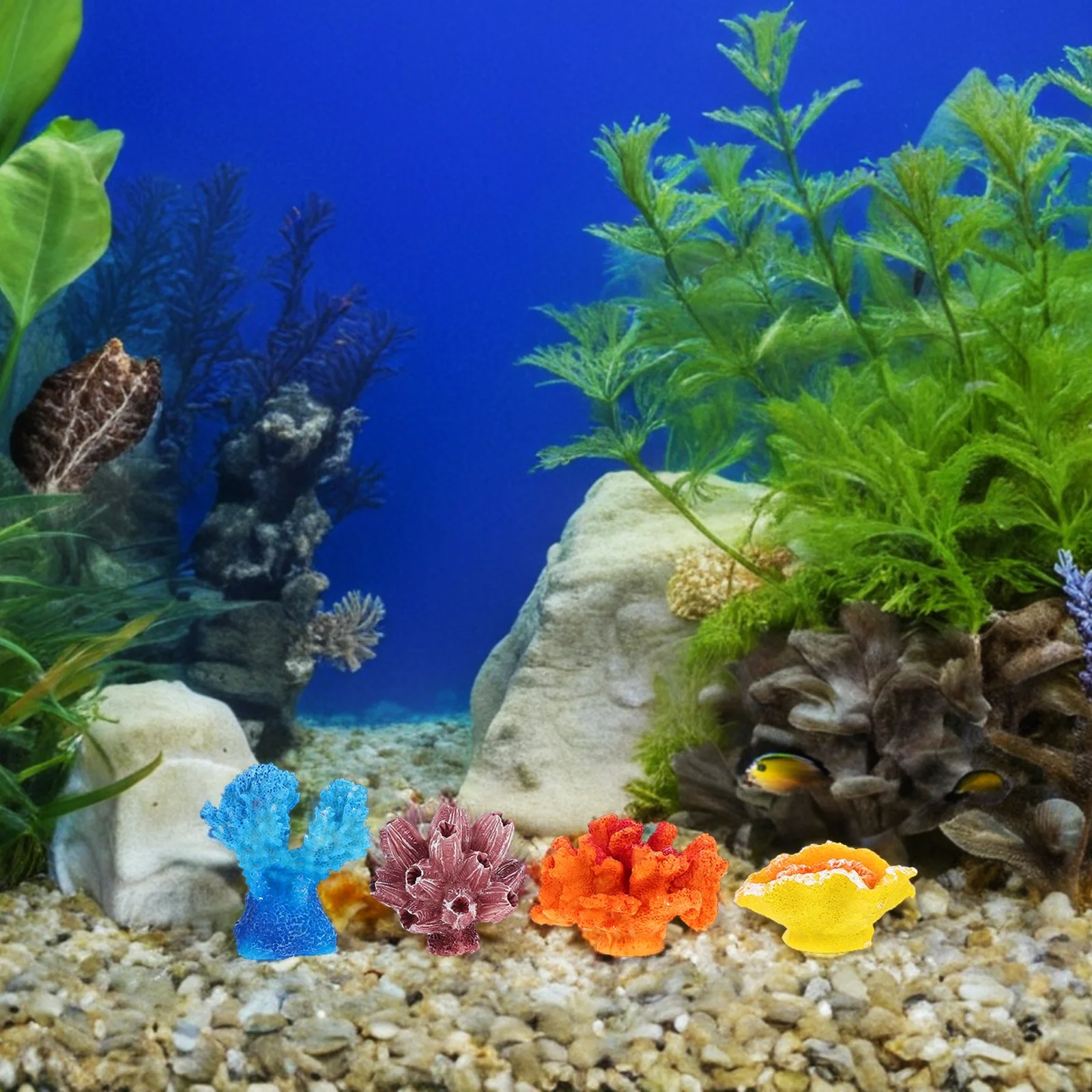 

6 pcs Multicolor Artificial Sea Star Coral Aquarium Decor For Fish Tank Hiding Place Fresh Salt Water Safe Vivid Colorfast Easy