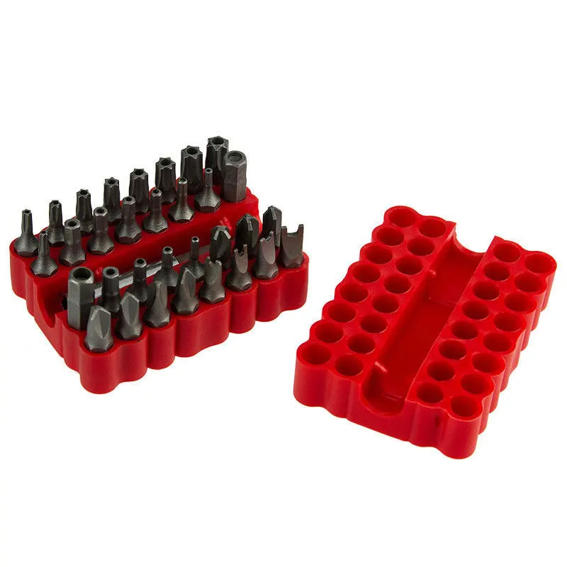 33pcs Screwdriver Bit Set Security Tamper Proof Tool Torq Torx Hex Star Spanner Tri Wing with Magnetic Holder