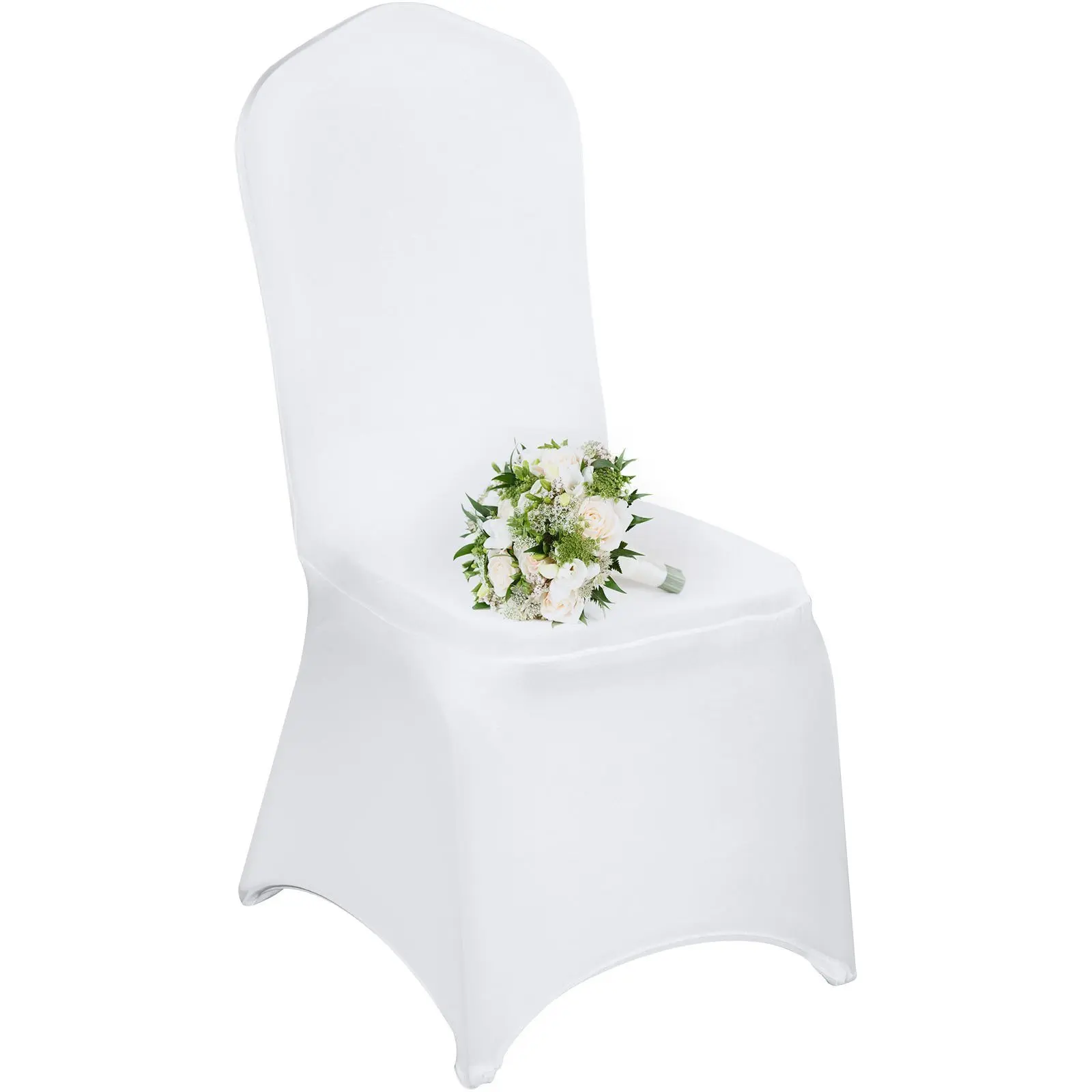 

100 Pcs White Chair Covers Polyester Spandex Chair Cover Stretch Slipcovers for Wedding Party Dining Banquet Flat-Front Chair