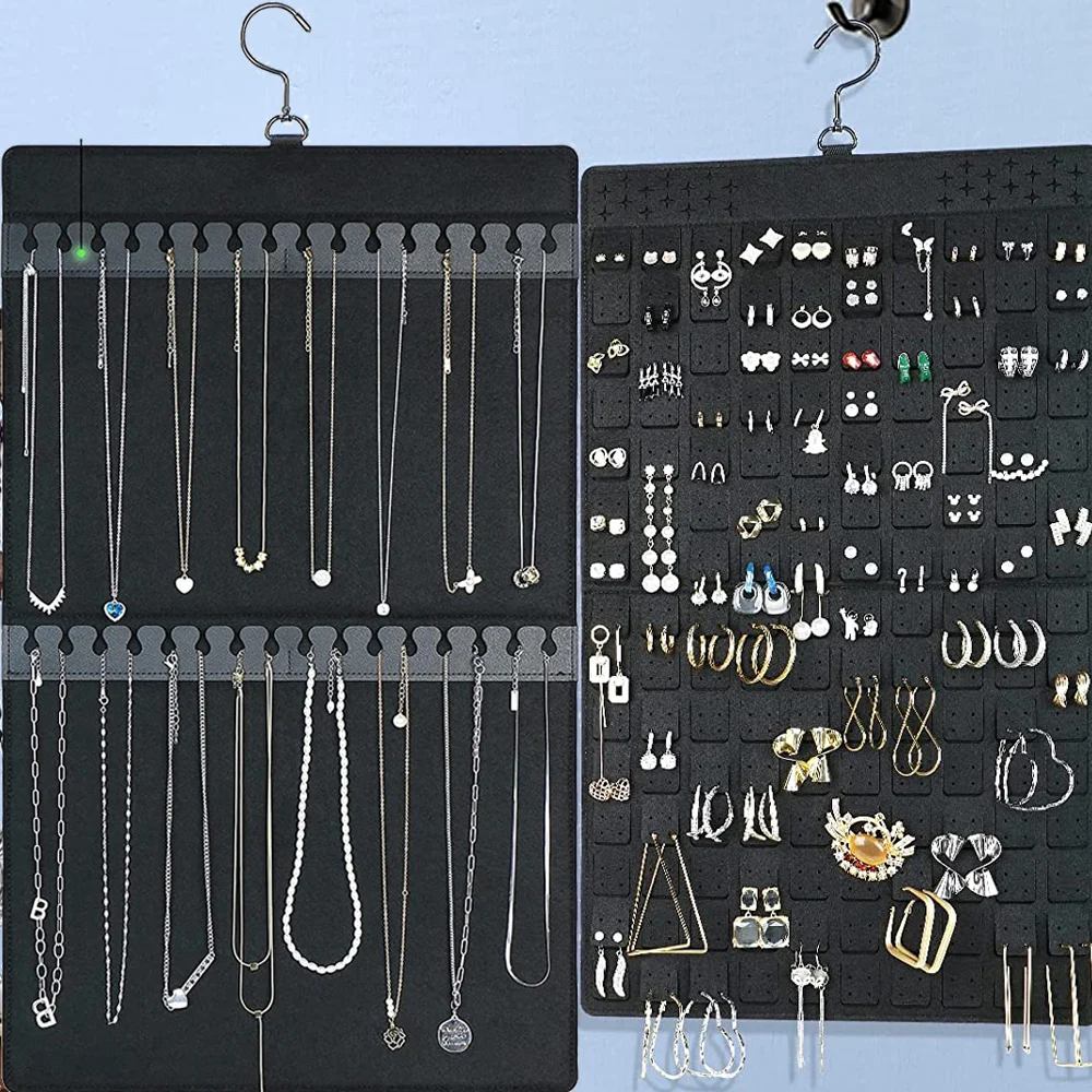 150 Pocket Necklace Bracelet Earring Jewelry Hanging Accessories Double Sided Display Wardrobe Organizer Storage Transparent Bag