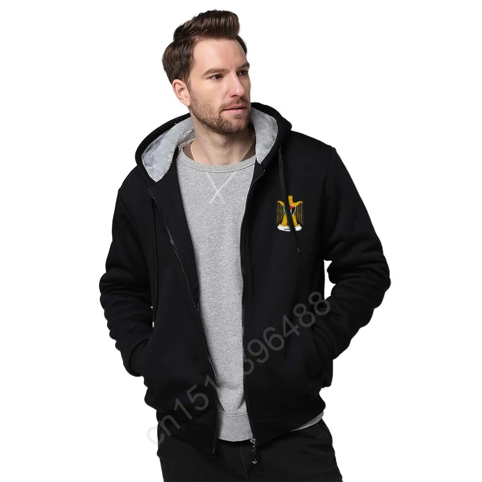 

PalestineMen Hoodies Winter Thick Warm Fleece Zipper Men Hoodies Coat Sportwear Male Streetwear Hoodies Sweatshirts