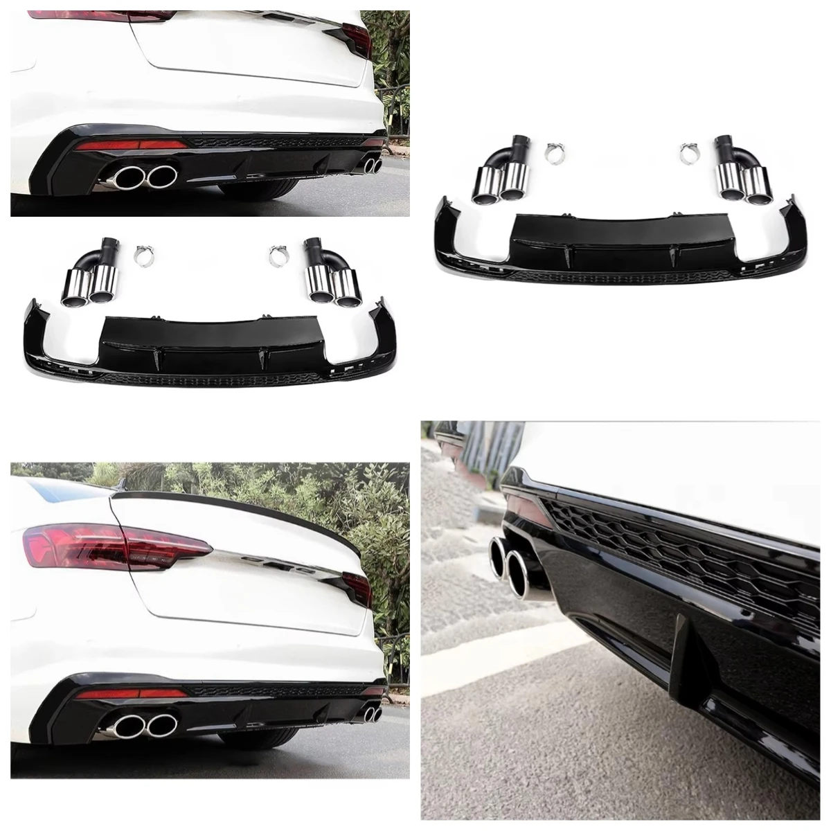 

Stlf Honeycomb Sport Style Car Body Kit S-line Rear Bumper Diffuser With Tailpipe For A4 S4 B9.5 Sline 2020-2023