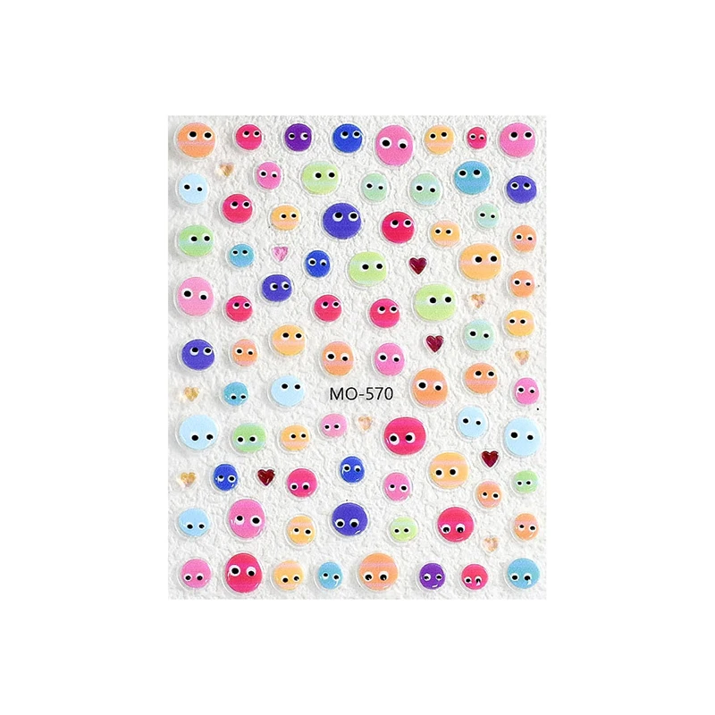 Autocollants pour ongles 3D petit monstre mignon, curseur de dessin animé Kawaii pour ongles, décalcomanies auto-adhésives, décoration de manucure de Style japonais