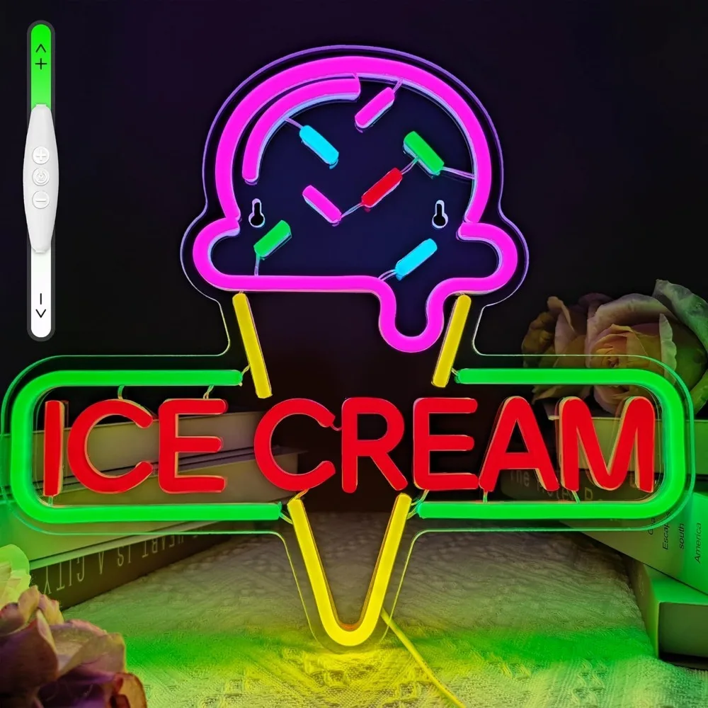 Ice Cream Neon Light LED Neon Sign USB Power Supply for Party Coffee Shop Beverage Shop Office Bedroom Restaurant Wall Decor