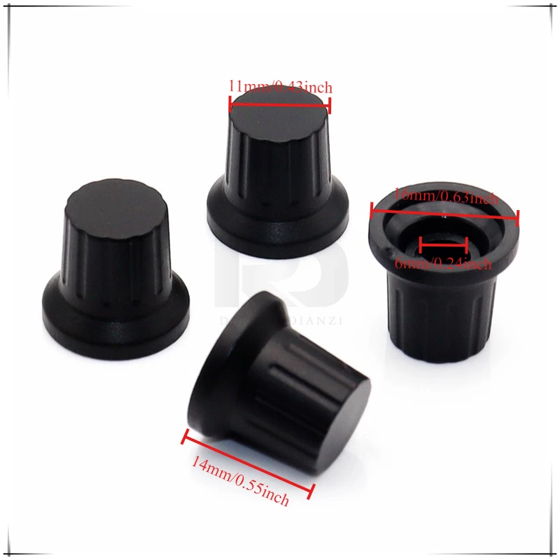 5Pcs/Lot 16*14mm Cap Type Plastic Knob D6mm Potentiometer Adjustment Cap Volume Knob Cap Electronic Equipment Switch