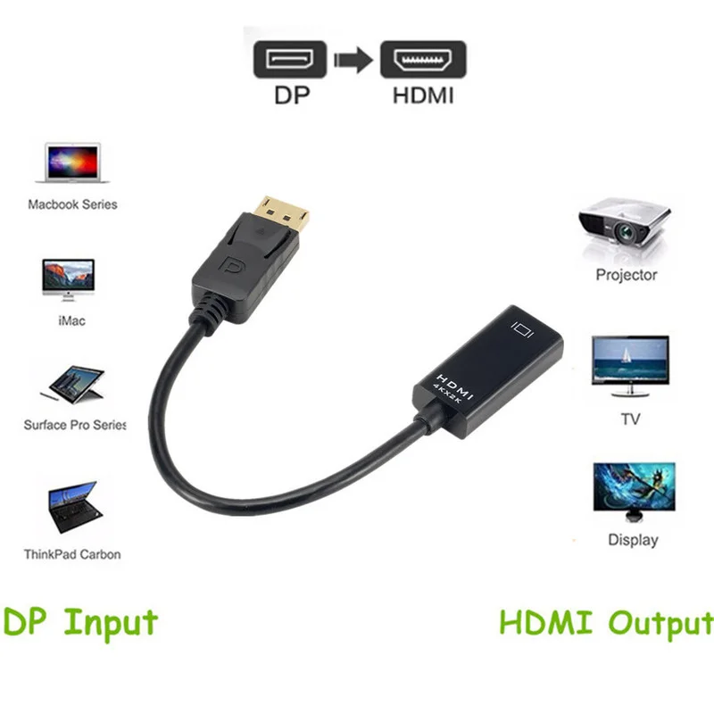 GRWIBEOU 4K DisplayPort to HDMI-compatible Adapter Converter Display Port Male DP to Female HD TV Cable Adapt Video For PC