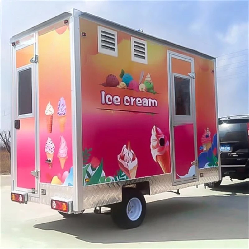 Ice Cream Truck Summer Essential Basic Stainless Steel Ice Cream Mobile Food Trailer New Condition for Retail
