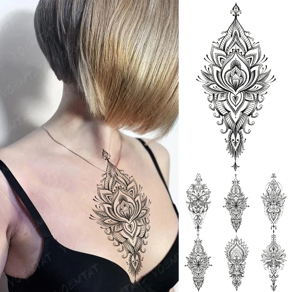 

Waterproof Temporary Tattoo Sticker Flowers Waist Roses Flash Tatto Henna Mehndi Totem Hand Body Art Arm Fake Tatoo Men Women