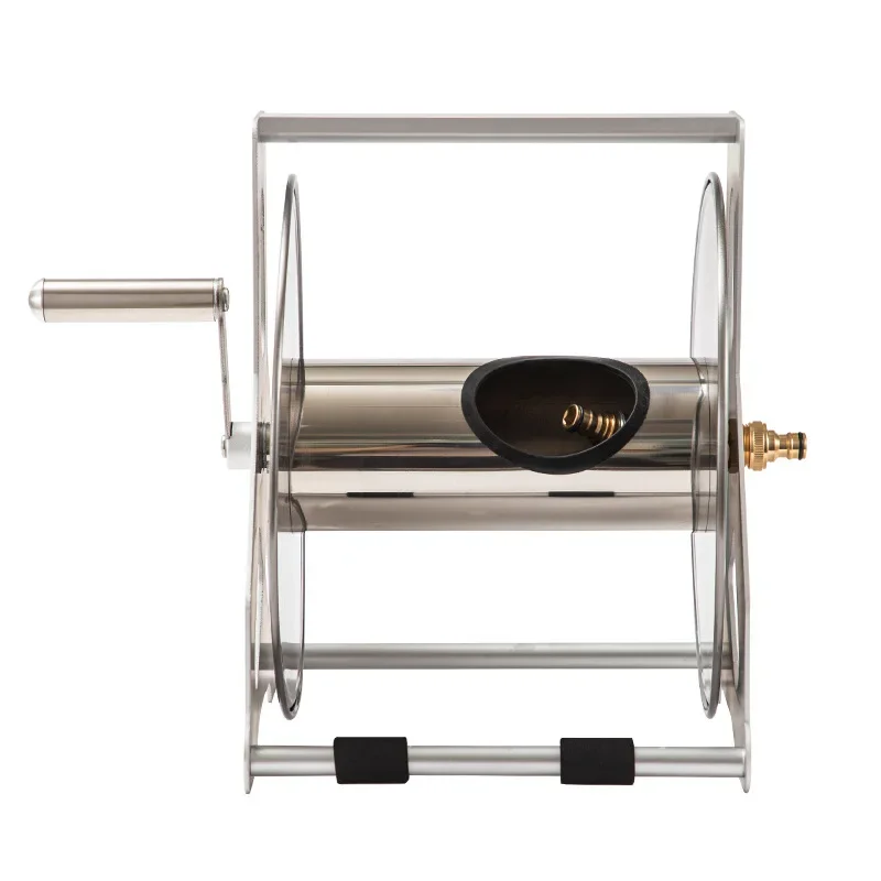 

Stainless steel watering, car washing, water pipe storage rack, hanging automatic pipe reel, portable farmer's large pipe reel