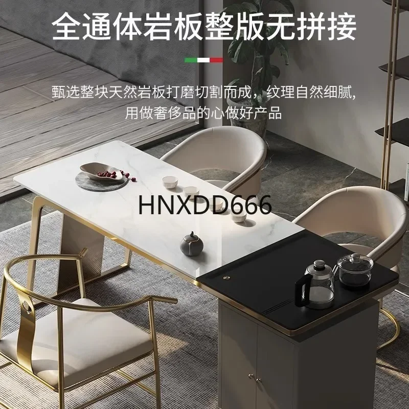 Light Luxury Rock Slab Tea Table with Chair Set Elegant Stone Kung Fu Tea Making Desk for Home And Office Decor
