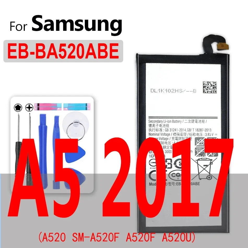 Battery For Samsung Galaxy A3 A5 A6 A7 A8 A9 Plus/J1 J2 J3 J5 J7 Prime 2015 2016 2017 2018 SM A300F A510F/M A520F A500F J120F/A