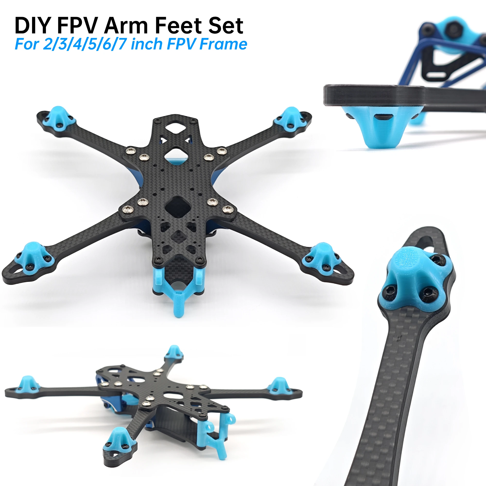 2 Set DIY FPV Arm Feet Set TPU Arm Protection Landing Foot M2 M3 Screw Hole Built For 2/3/4/5/6/7 inch FPV Drone