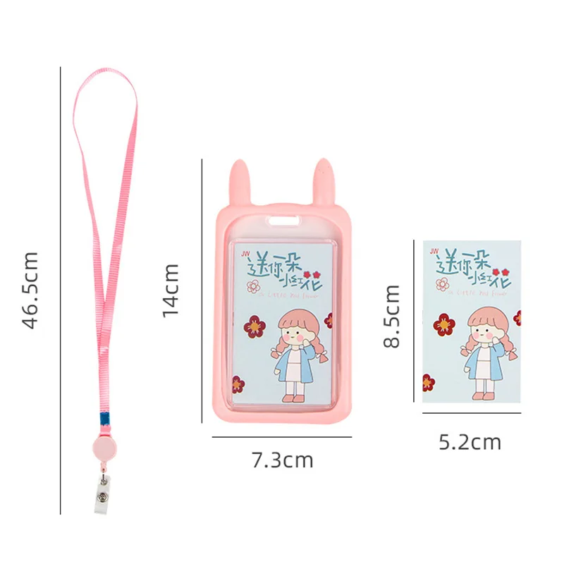 1PC Cute Cartoon Card Holder Bank Identity Bus ID Card Holder Case with Retractable Reel Lanyard Credit Cover Case Kids Gift
