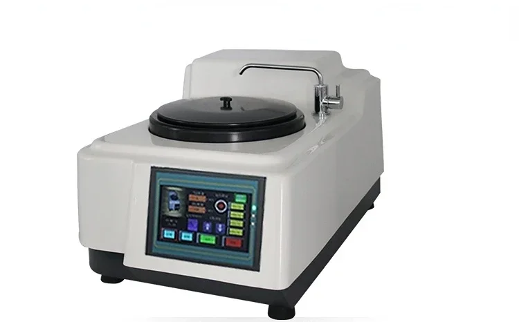 Metallographic grinding and polishing machine with touch screen display