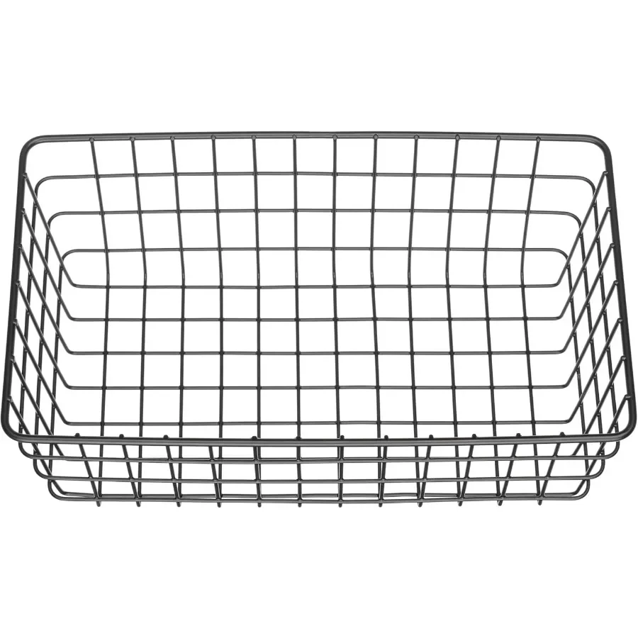 

Multi-Use Wire Storage Baskets 4-Pack, Black Metal Bin for Shelf Freezer & Pantry