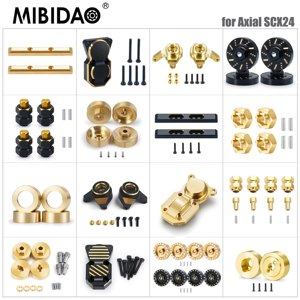 MIBIDAO-cubierta de Diff de latón, nudillo de dirección, adaptador hexagonal, acoplador de peso para Axial SCX24 1/24 RC, accesorios de piezas de actualización de coche