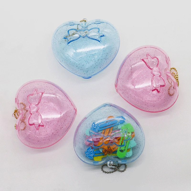 Transparent Glitter Heart-shaped Fillable Jewelry Storage Box Candy Packaging Backpack Pendant Ornaments Present Box Decoration