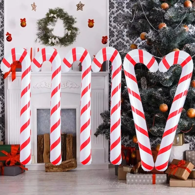 2/4/6 PC Christmas Inflatable Candy Canes Stick บอลลูนปีใหม่คริสต์มาสตกแต่งวันหยุด Candy Canes ของเล่นสําหรับปาร์ตี้กลางแจ้ง