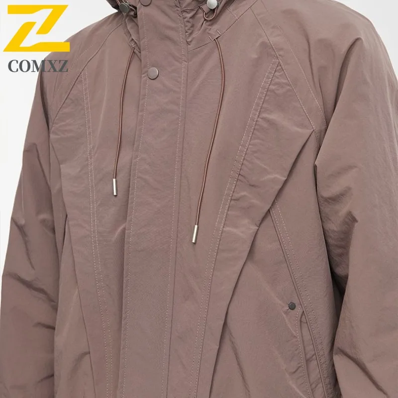 

COMXZ Men Trench Coat Hooded Wearable Travel Lightweight High-Quality Outdoor Wear Windbreaker Jacket Comfortable Hiking Coat