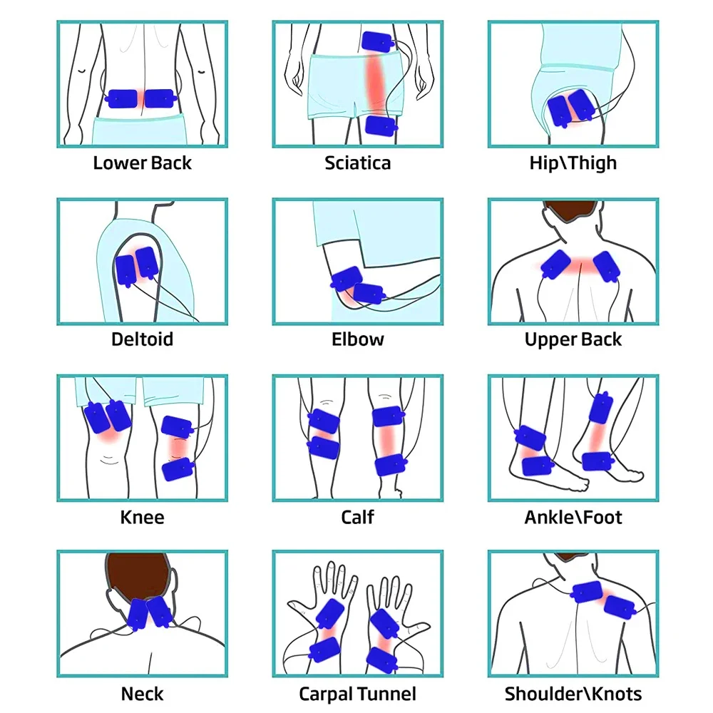 Almohadillas de electrodos Tens para masaje de área grande, parches de Gel de silicona para EMS, masajeador de acupuntura, Cable de masaje de terapia de relajación, 10 piezas