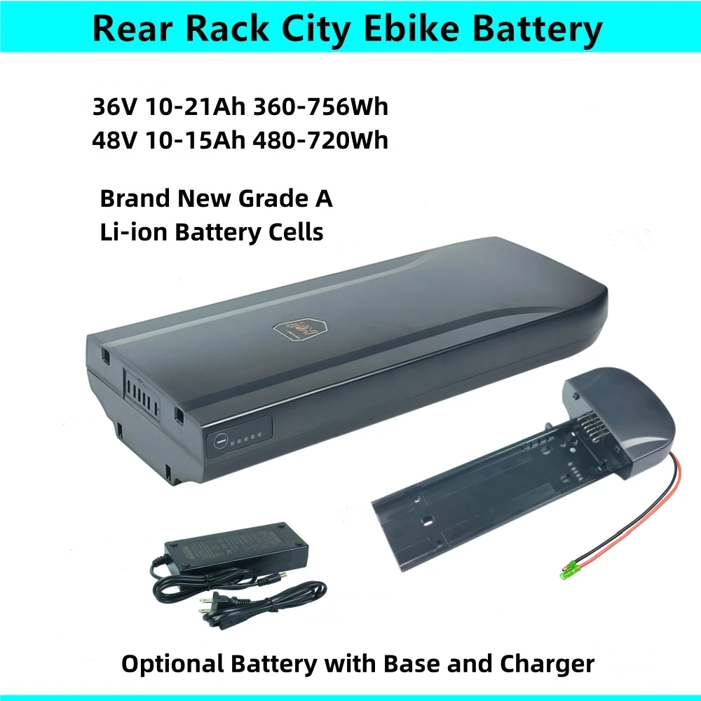 Phylion Akku Ebike Rear Rack Battery Replace 37V 36V 10Ah 10.4Ah 11Ah 13Ah 14Ah 20Ah Lithium Battery Joycube Wall-ES XH370-13J