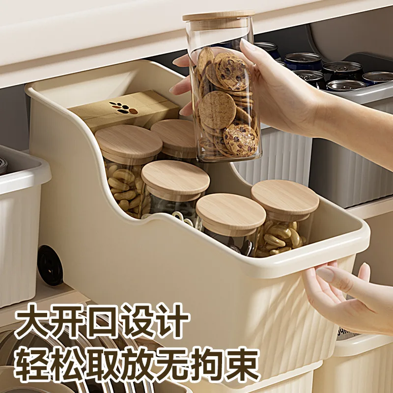Cross-border cabinet storage box with wheels, designed for organizing small items and kitchen clutter, a large-capacity, multi-f
