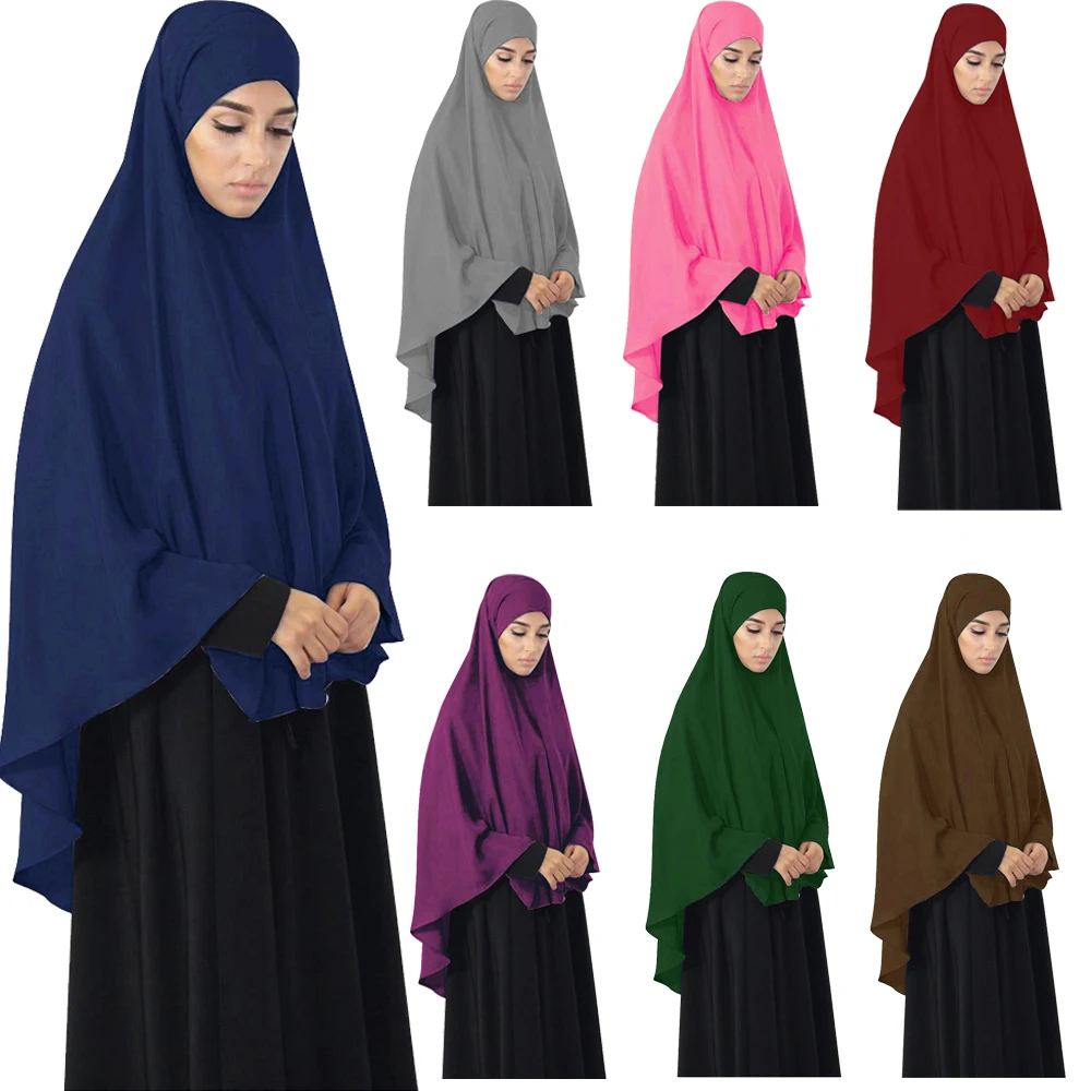 Muslim Women Long Hijab Khimar Ramadan Islamic Prayer Garment Headscarf Overhead Nikab Nikab Burqa Caftan Shawls Wrap Scarf Robe