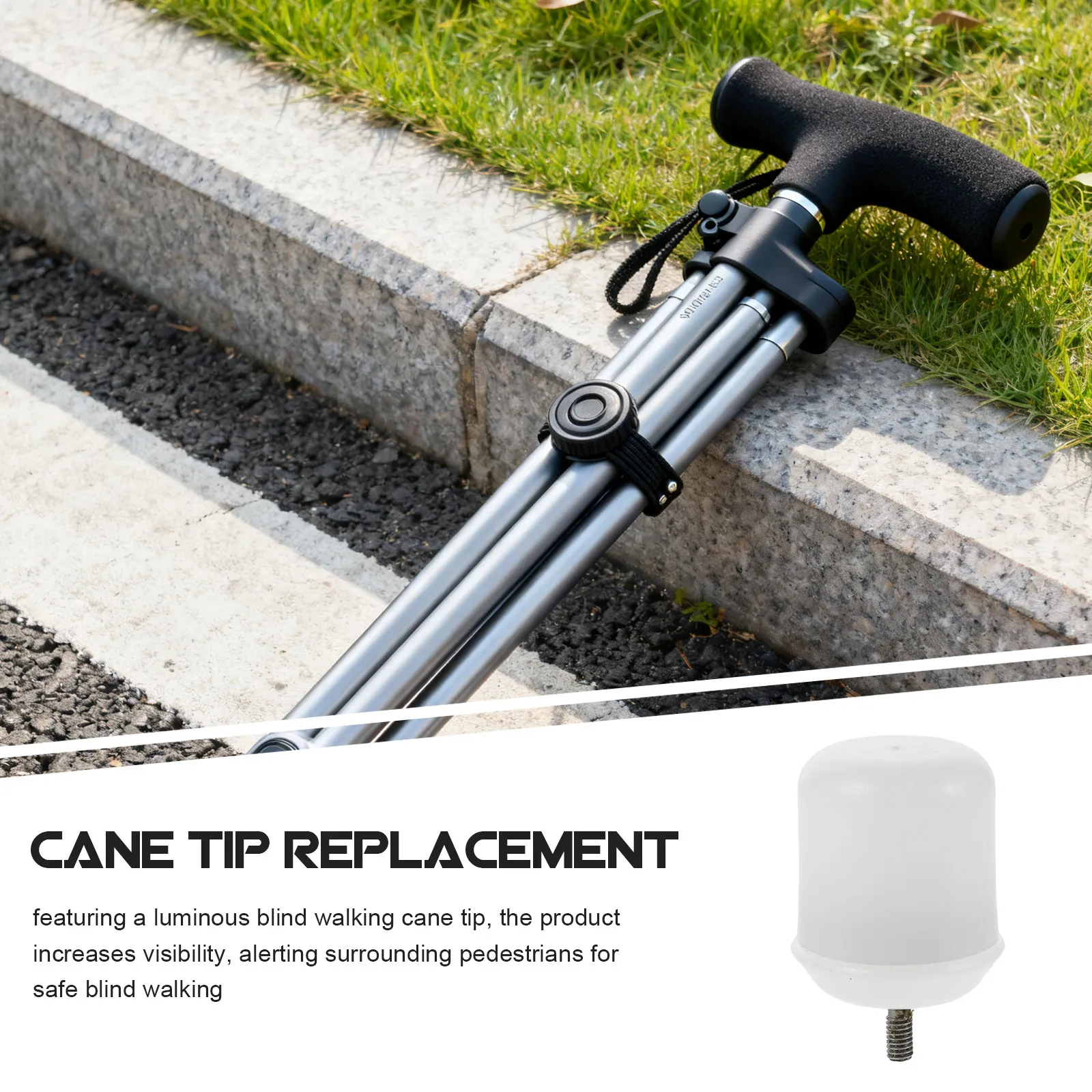 Telescopic Rolling Ball Cane Tip for Blind Stability Walking Stick Enhanced Mobility Anti Slip Grip Robust Material Long Term