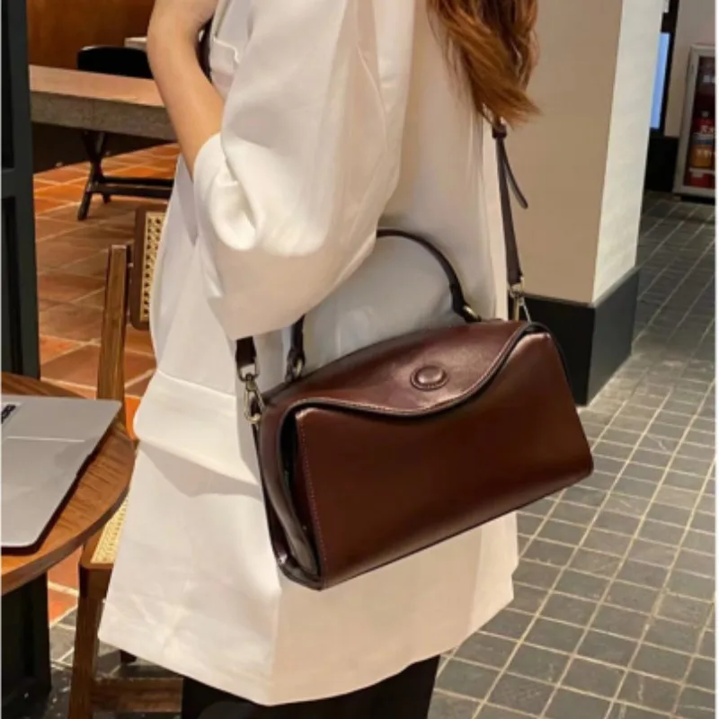 UKF Luxury Boston Women Bags Crossbody Shoulder Bags For Women Soft Leather Handbag Spring Summer New Daily Purses Casual Tote