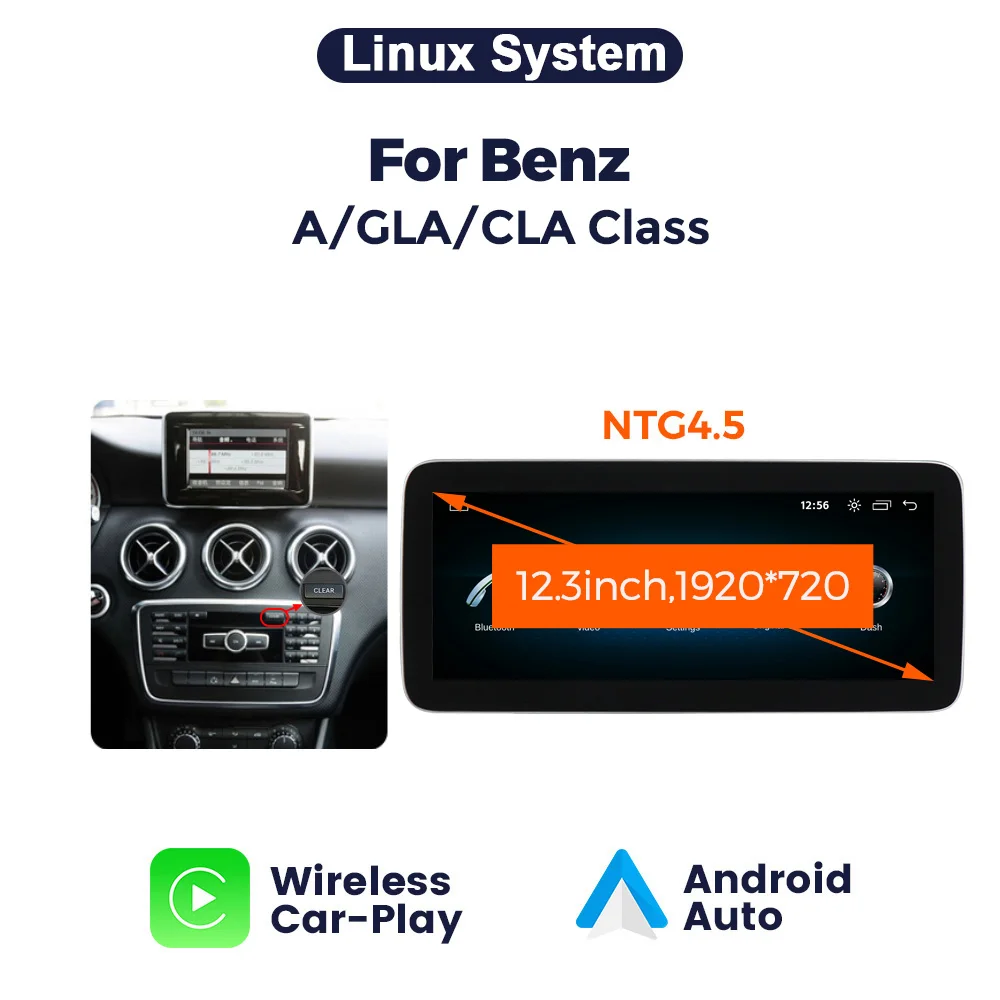 MEKEDE 1920*720 autoradio draadloos Carplay Android Auto audio voor Mercedes-Benz A-Klasse CLA GLA W176 W117 X156 NTG4.5 NTG5.0 multimediascherm 24 uur verzending vanuit EU magazijn Mirrorlink display