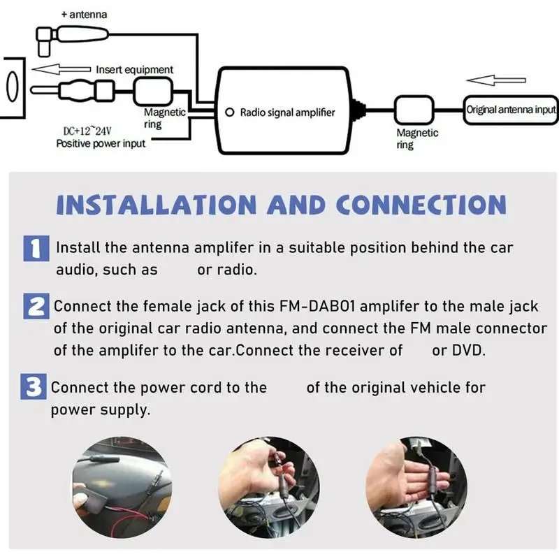 12V uniwersalny wzmacniacz sygnału FM wzmacniacz przeciwzakłóceniowy antena samochodowa Radio z filtrami szumów pierścień dla samochodu morskiego łódź ciężarówka