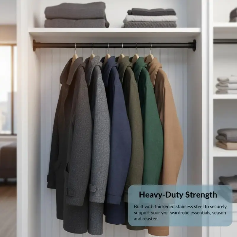 50-260cm Telescopic Curtain Rod Adjustable Stainless Steel Drying Rack Anti-slip Shower Curtain Rods view 6