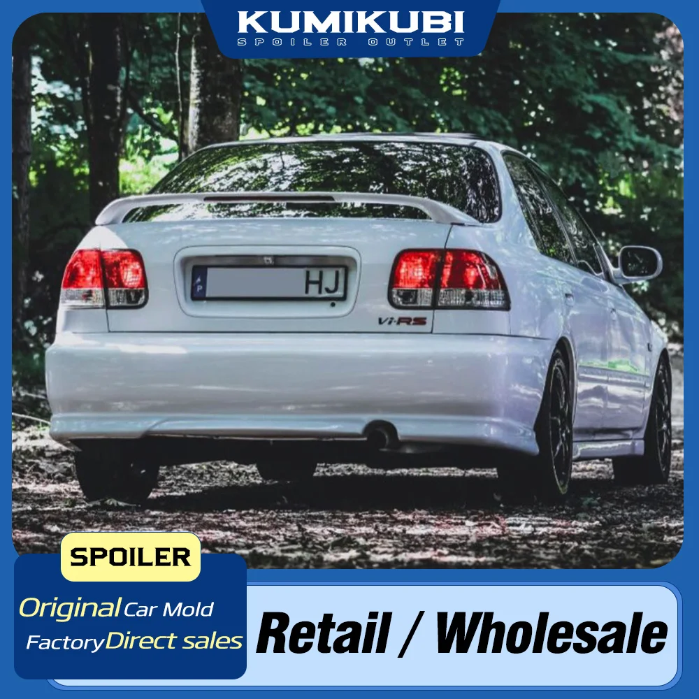 For Honda Civic EK3 w/LED Black Spoiler 1996 to 2000 ABS Material Primer Color Car Tail Wing Decoration Rear Trunk Spoilers Wing