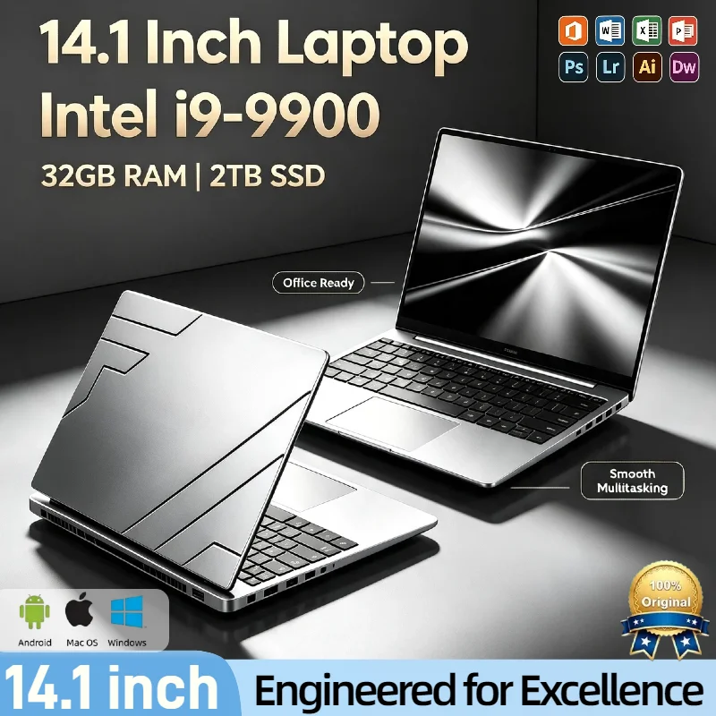 Intel Core i9 9900 14.1 Inch Gaming Laptop 32GB RAM 2TB SSD 1920x1080 8C16T 5GHz Notebook Office Home Pro Max Speed