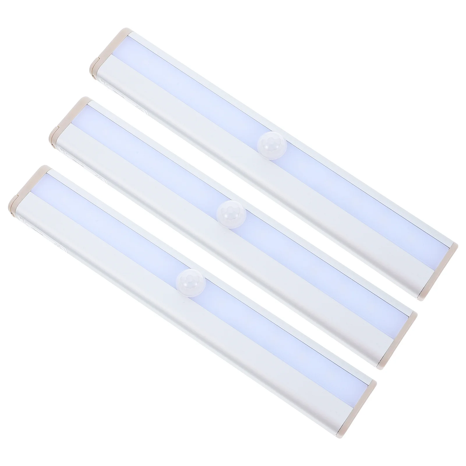 3 個の LED キャビネットライトコールドホワイト明るいストリップ粘着磁気スティックオンクローゼットワードローブランプ Pir モーションセンサーナイトライト