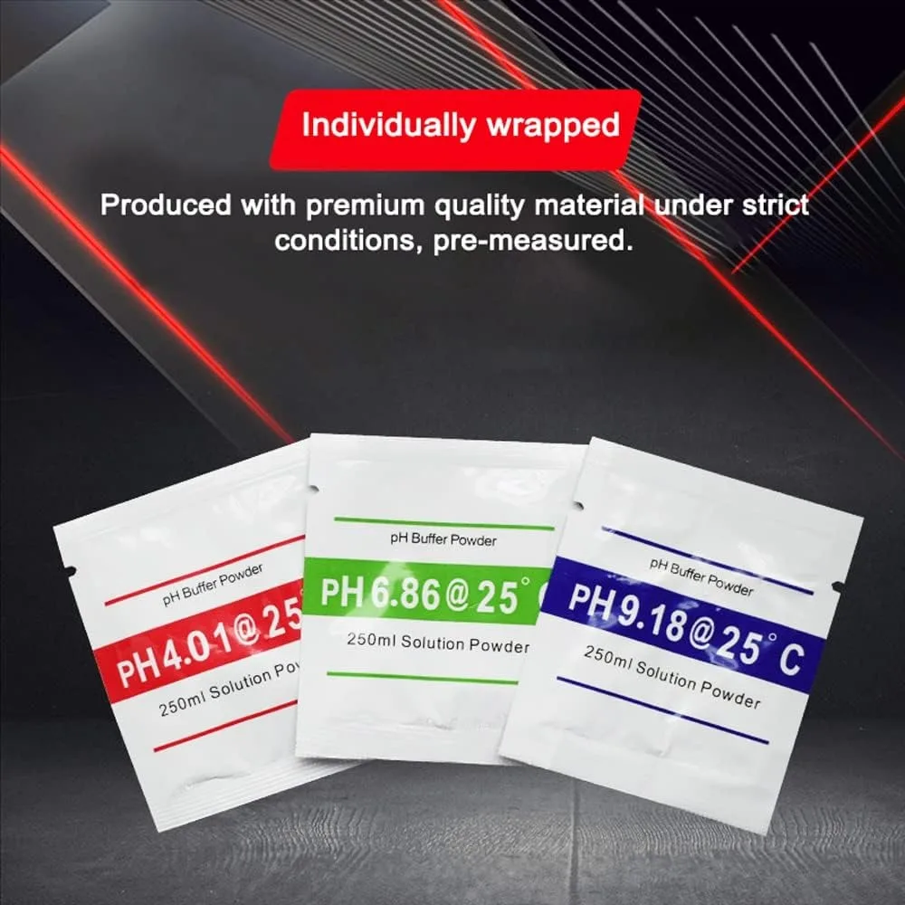 15pcs PH 4.01 PH Meter Calibration Solution Powder PH 6.86 PH 9.18 PH Buffer Solution Powder Precise Calibration Point 3 Type