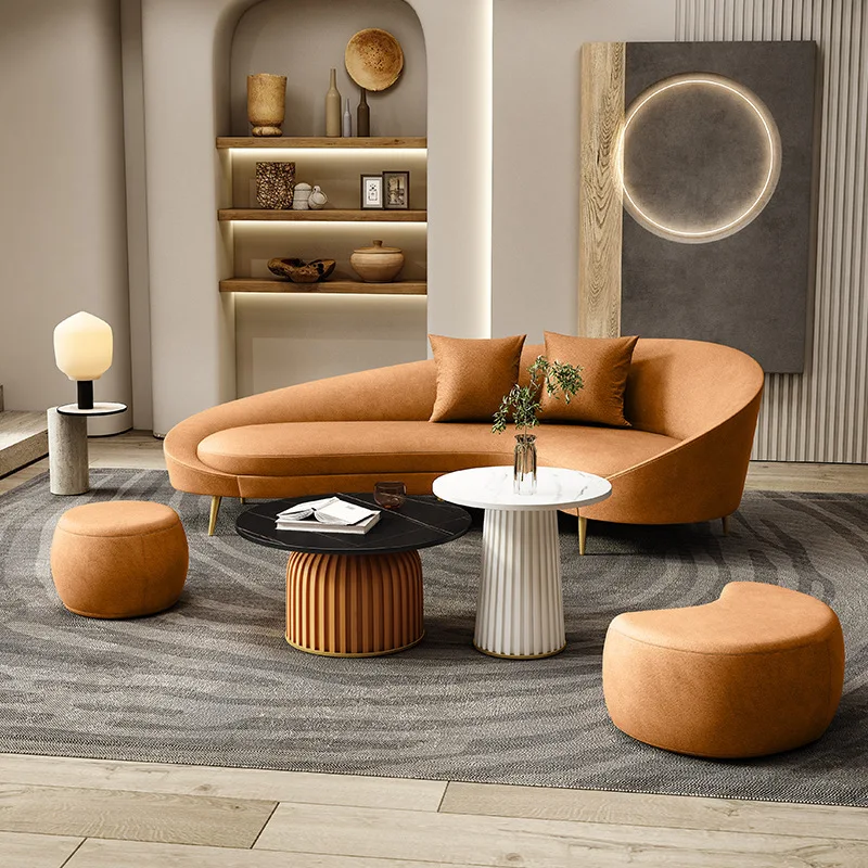 

Light luxury fabric sofa hotel clothing store sitting area curved small sofa household small apartment technology cloth sofa cha